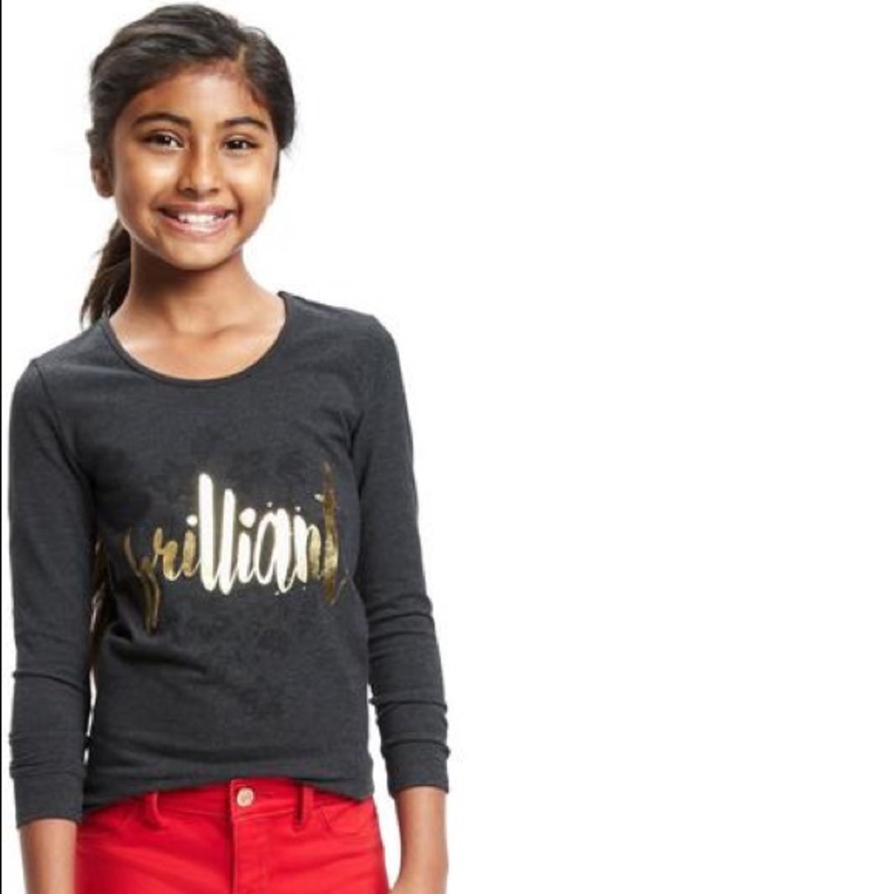 Girl's Old Navy Black & Gold Foil Fitted Tee